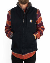 Carhartt - Canvasväst med Sherpafoder Svart - Mock Neck