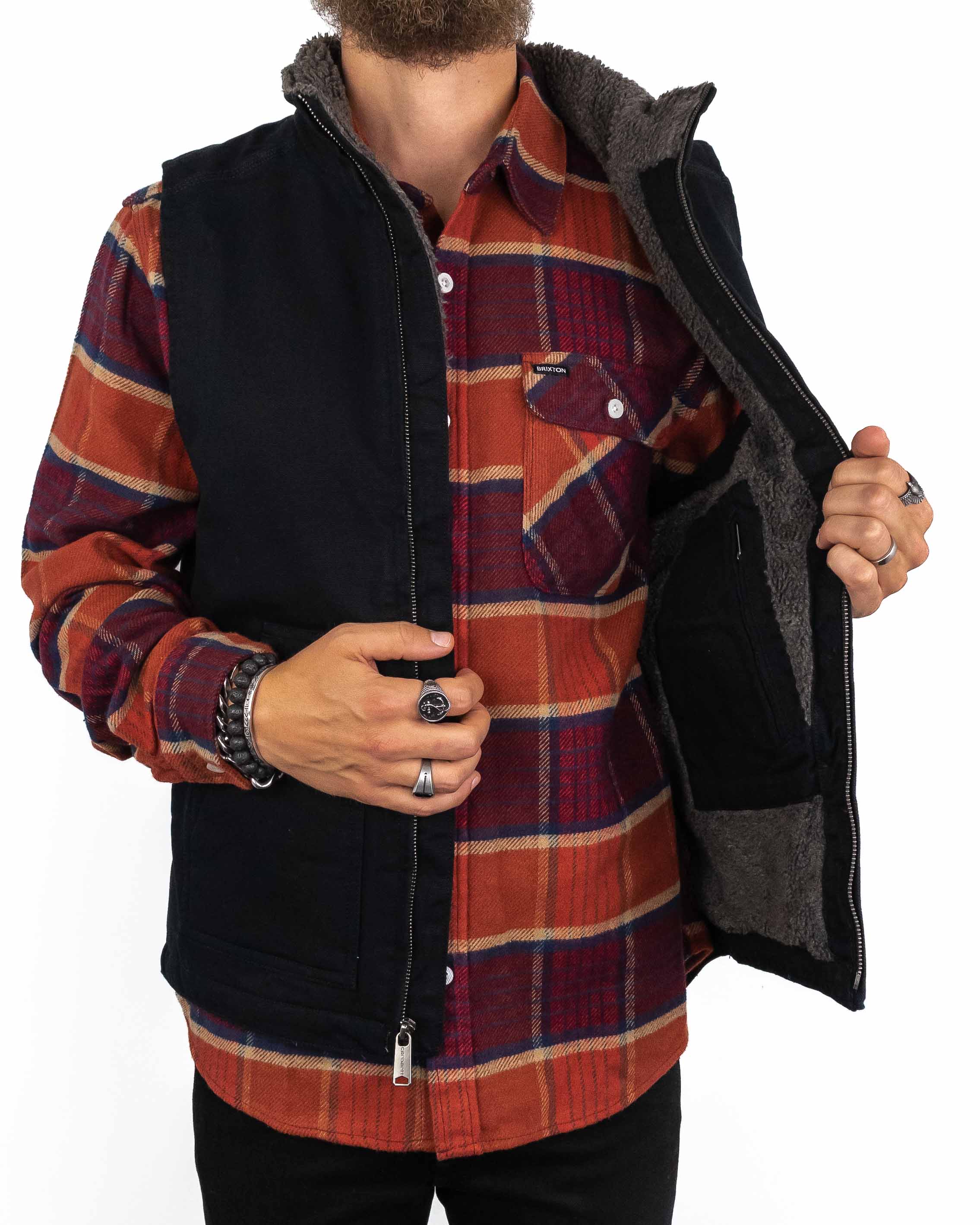 Carhartt - Canvasväst med Sherpafoder Svart - Mock Neck