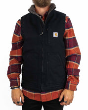 Carhartt - Canvasväst med Sherpafoder Svart - Mock Neck