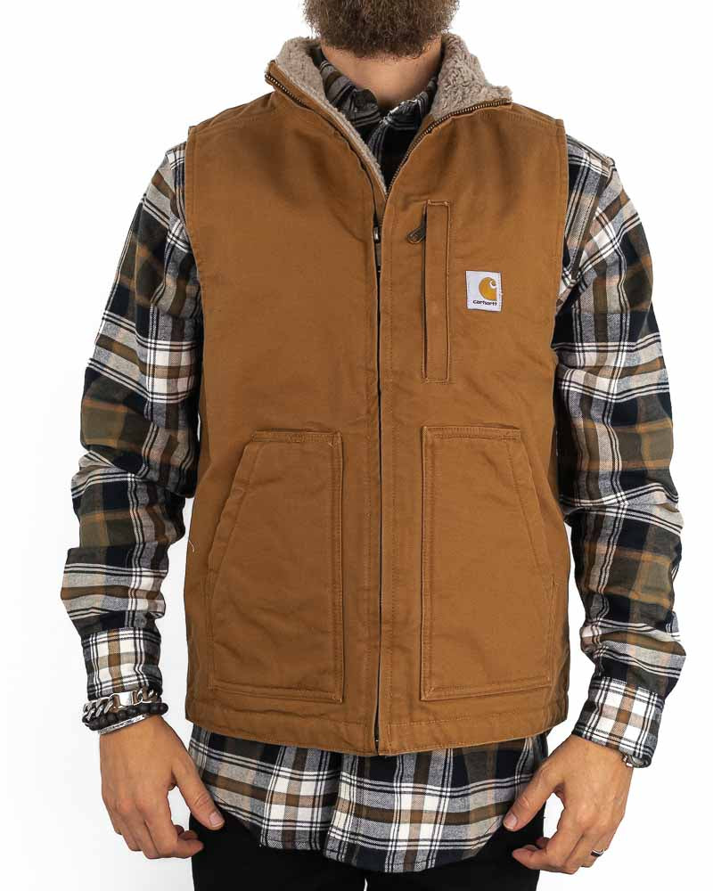 Carhartt - Canvasväst med Sherpafoder Brun - Mock Neck