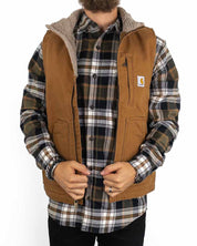 Carhartt - Canvasväst med Sherpafoder Brun - Mock Neck