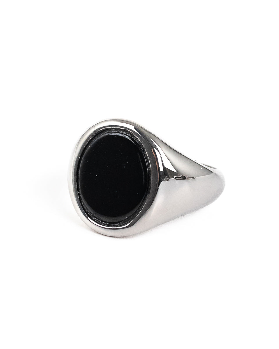 Jernhest - Tomas - Oval Klackring Silver/Svart