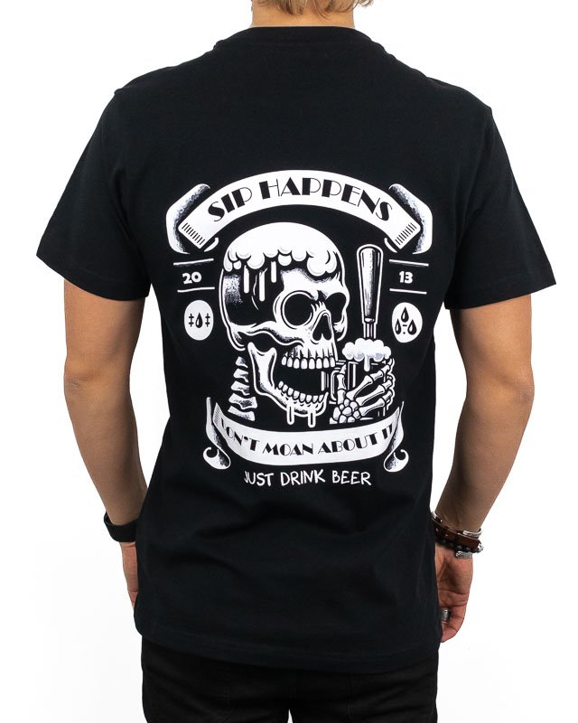 Jernhest Sip Happens Tee - Herr-T-shirt med Dödskalletryck
