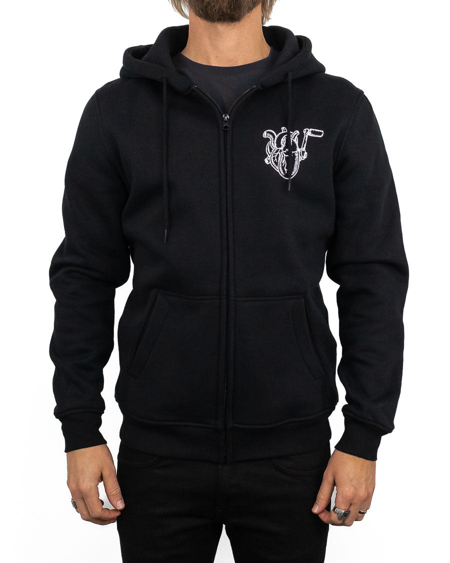 Jernhest Kickstart My Heart Hoodie - Svart Zip-Hoodie med Grafiskt Tryck