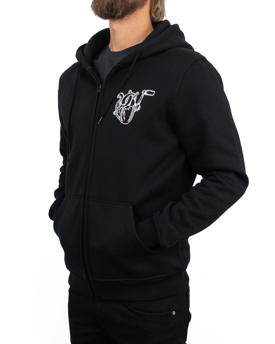 Jernhest Kickstart My Heart Hoodie - Svart Zip-Hoodie med Grafiskt Tryck