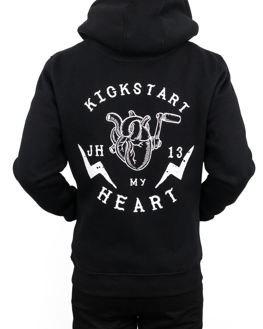 Jernhest Kickstart My Heart Hoodie - Svart Zip-Hoodie med Grafiskt Tryck