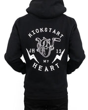 Jernhest Kickstart My Heart Hoodie - Svart Zip-Hoodie med Grafiskt Tryck