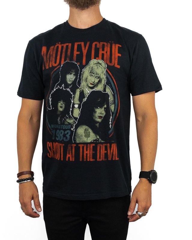 Band Tee - Motley Crue T-Shirt - Vintage World Tour Devil - Svart