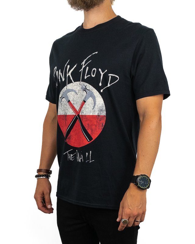 Band Tee - Pink Floyd T-Shirt - The Wall Hammers Logo - Svart