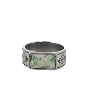 Jernhest - Alvan Ring - Silver - Ring med Kolmårdsmarmor