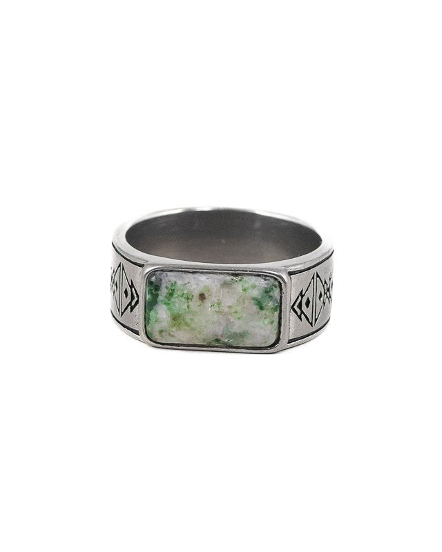 Jernhest - Alvan Ring - Silver - Ring med Kolmårdsmarmor