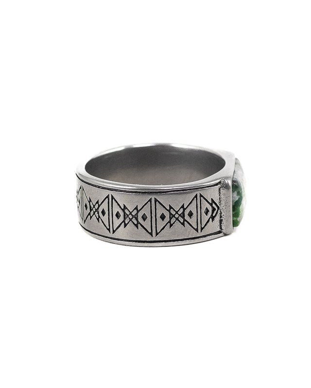 Jernhest - Alvan Ring - Silver - Ring med Kolmårdsmarmor