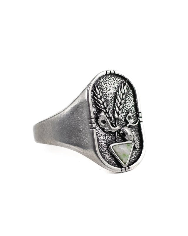 Jernhest - Dvardala Ring - Silver - Ring med Kolmårdsmarmor