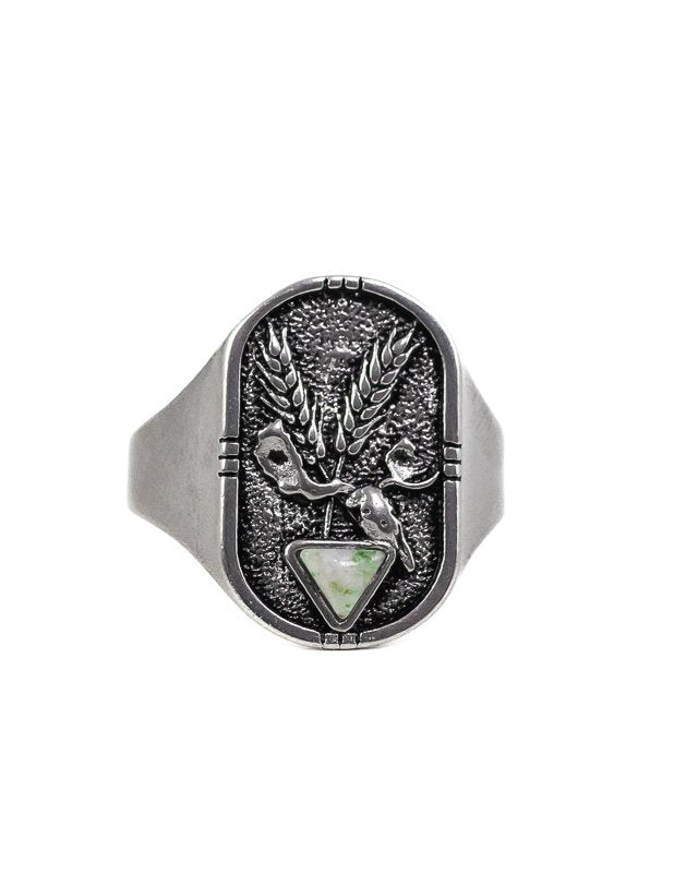 Jernhest - Dvardala Ring - Silver - Ring med Kolmårdsmarmor