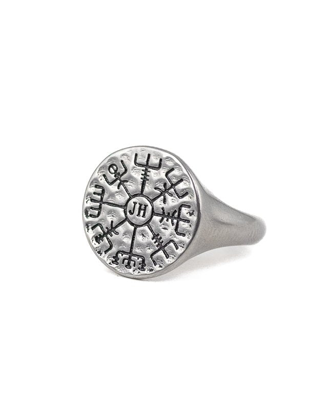 Jernhest - Leko Ring - Silver - Vegvisir vintage look