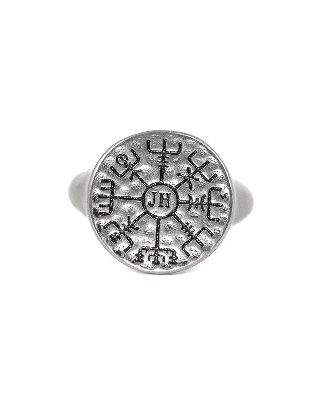 Jernhest - Leko Ring - Silver - Vegvisir vintage look