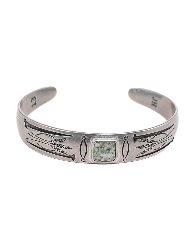 Jernhest - Heda Bangle - Vintage Silver - Armlänk med Kolmårdsmarmor