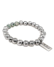 Jernhest - Mo Armband - Silver - Beads i stål med Kolmårdsmarmor