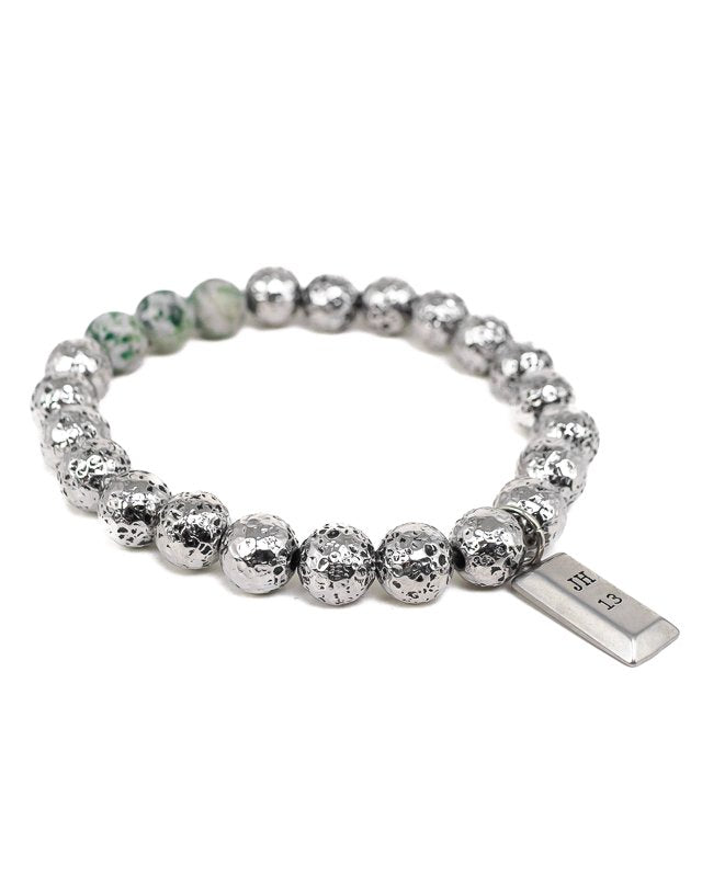 Jernhest - Mo Armband - Silver - Beads i stål med Kolmårdsmarmor