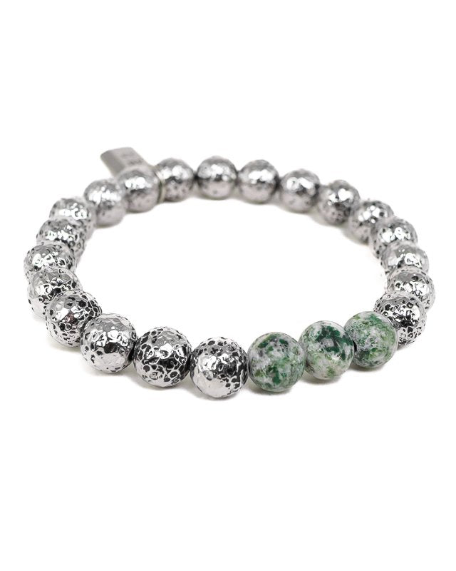 Jernhest - Mo Armband - Silver - Beads i stål med Kolmårdsmarmor
