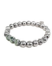 Jernhest - Mo Armband - Silver - Beads i stål med Kolmårdsmarmor