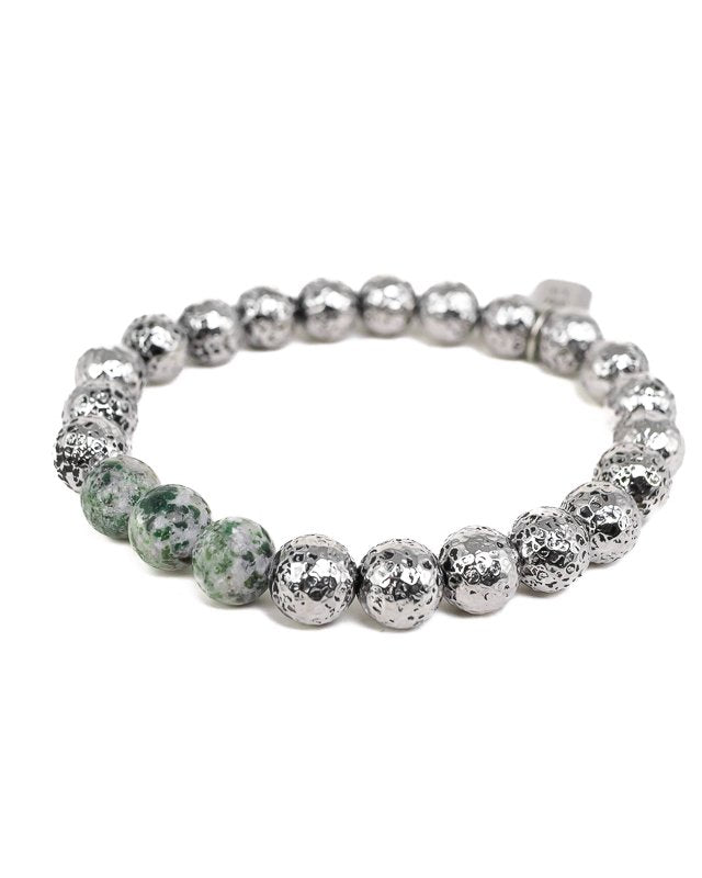 Jernhest - Mo Armband - Silver - Beads i stål med Kolmårdsmarmor