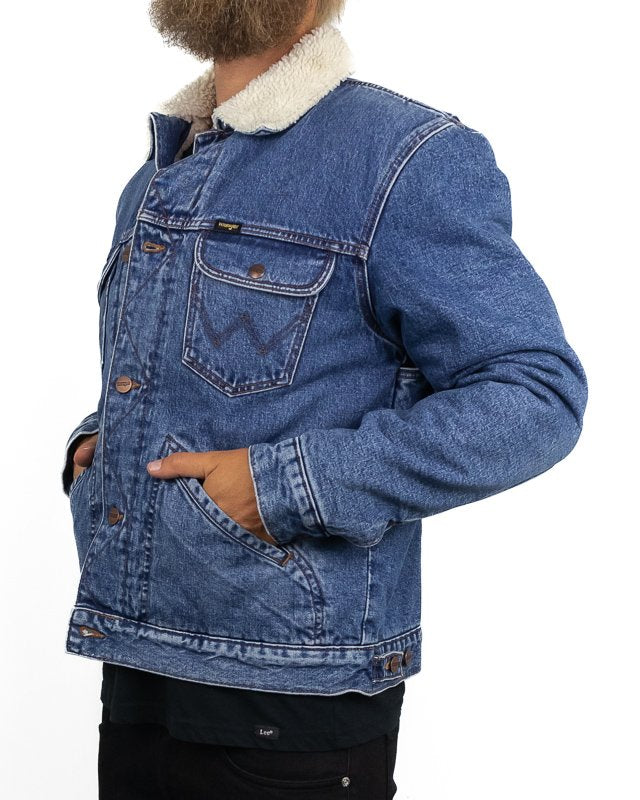 Wrangler - Jeansjacka med Sherpakrage - 124MJ Wranch - Blå