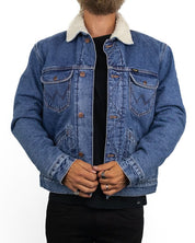 Wrangler - Jeansjacka med Sherpakrage - 124MJ Wranch - Blå