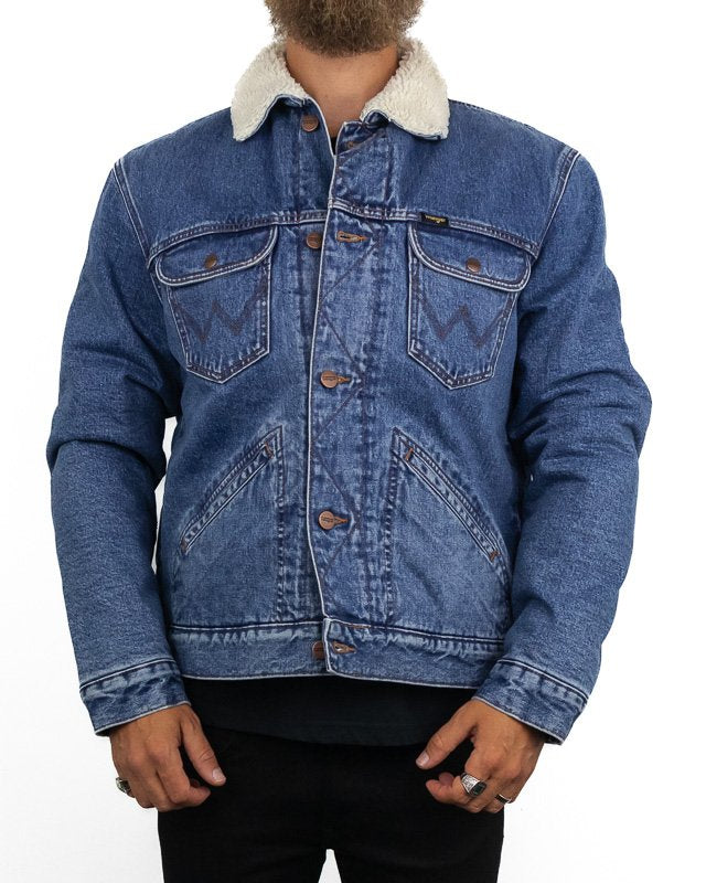 Wrangler - Jeansjacka med Sherpakrage - 124MJ Wranch - Blå