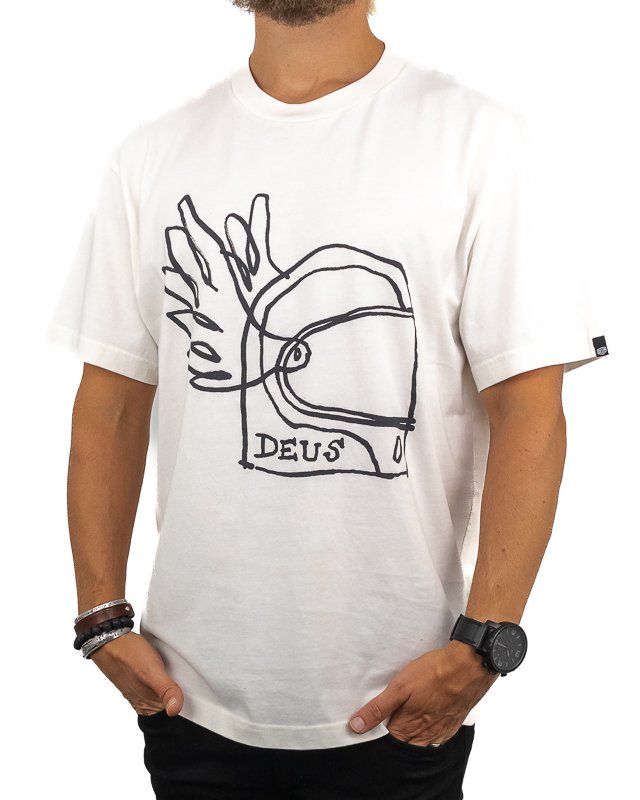 Deus Ex Machina - T-shirt med Hjälmtryck - Vintage Vit