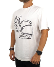 Deus Ex Machina - T-shirt med Hjälmtryck - Vintage Vit