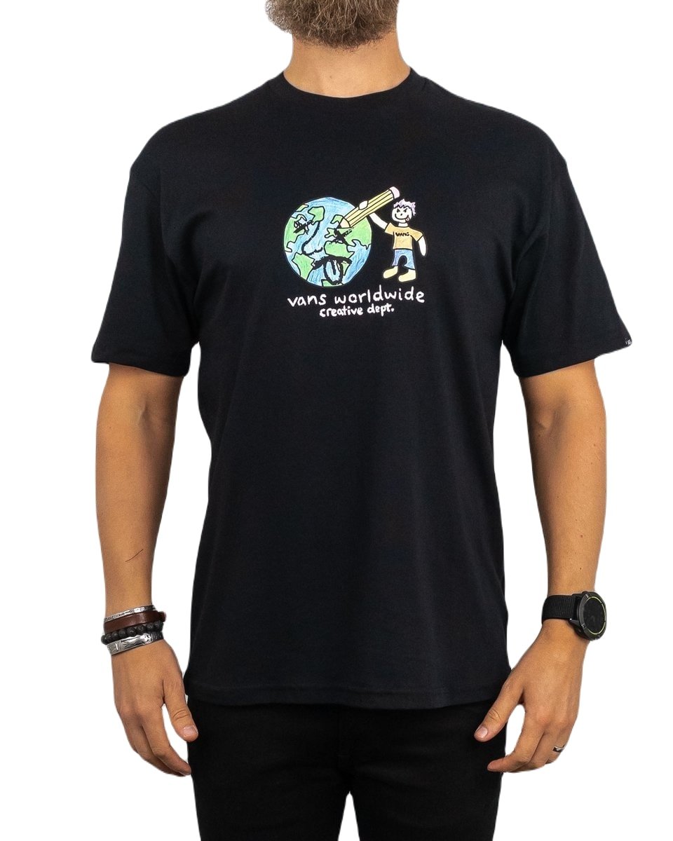 Vans - T-shirt med brösttryck - Creative Dept - Svart