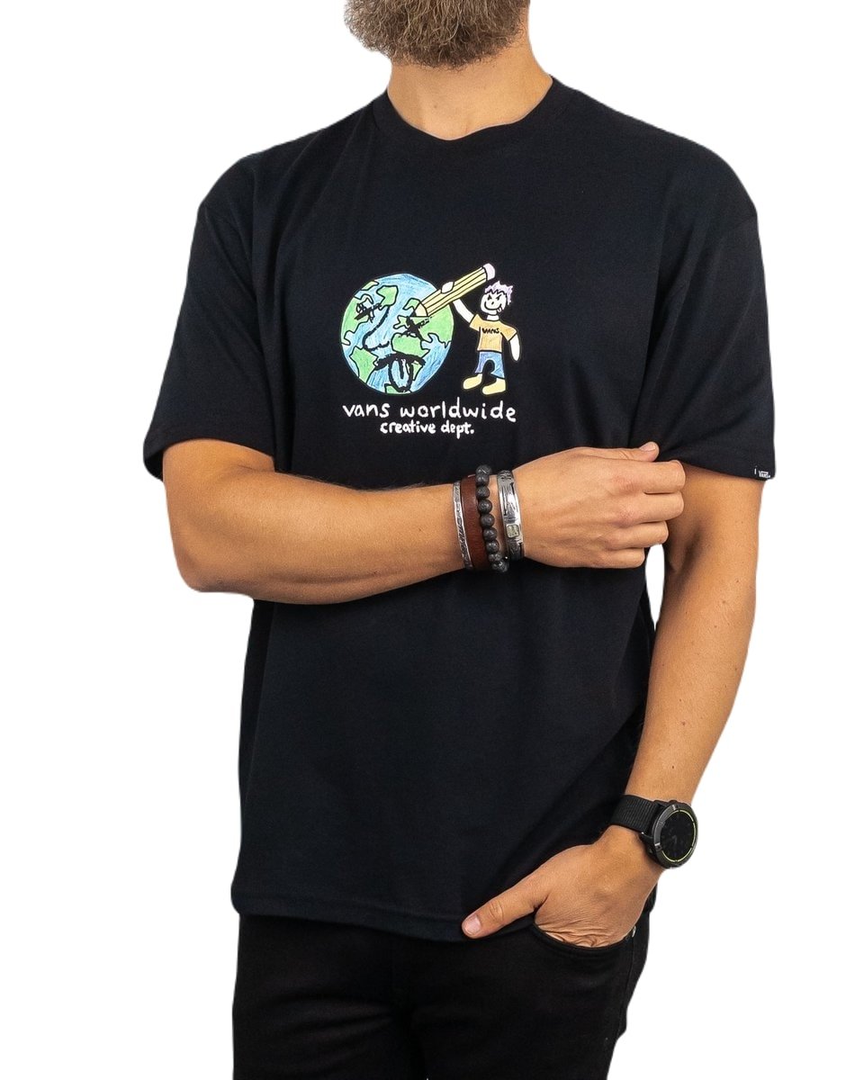 Vans - T-shirt med brösttryck - Creative Dept - Svart