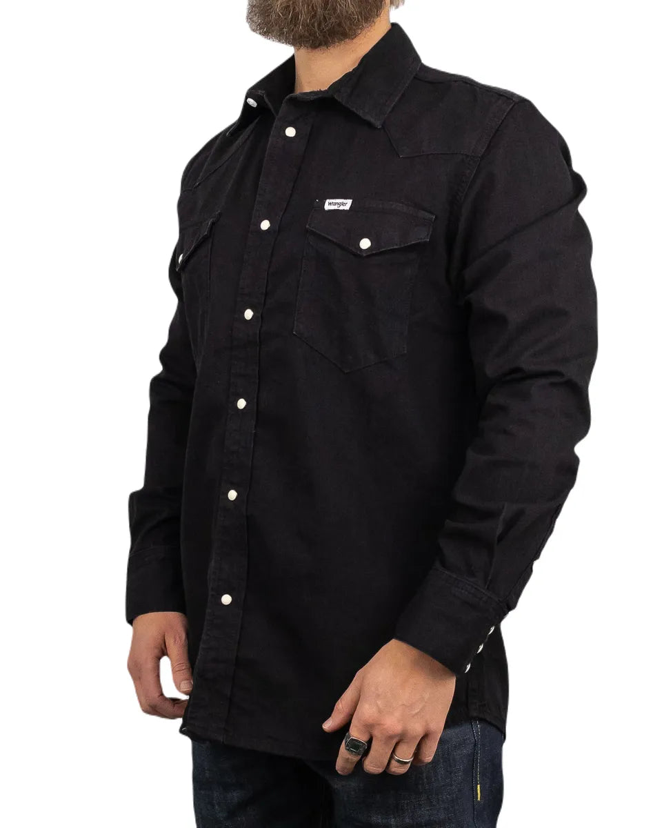 Wrangler - Western jeansskjorta - Svart