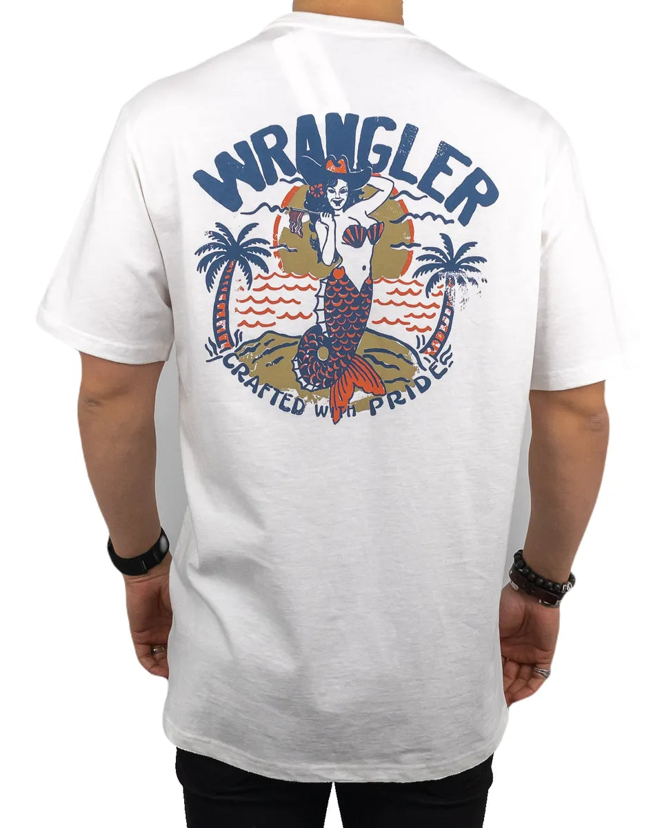 Wrangler - Graphic Tee - Ryggtryck sjöjungfru - Off white
