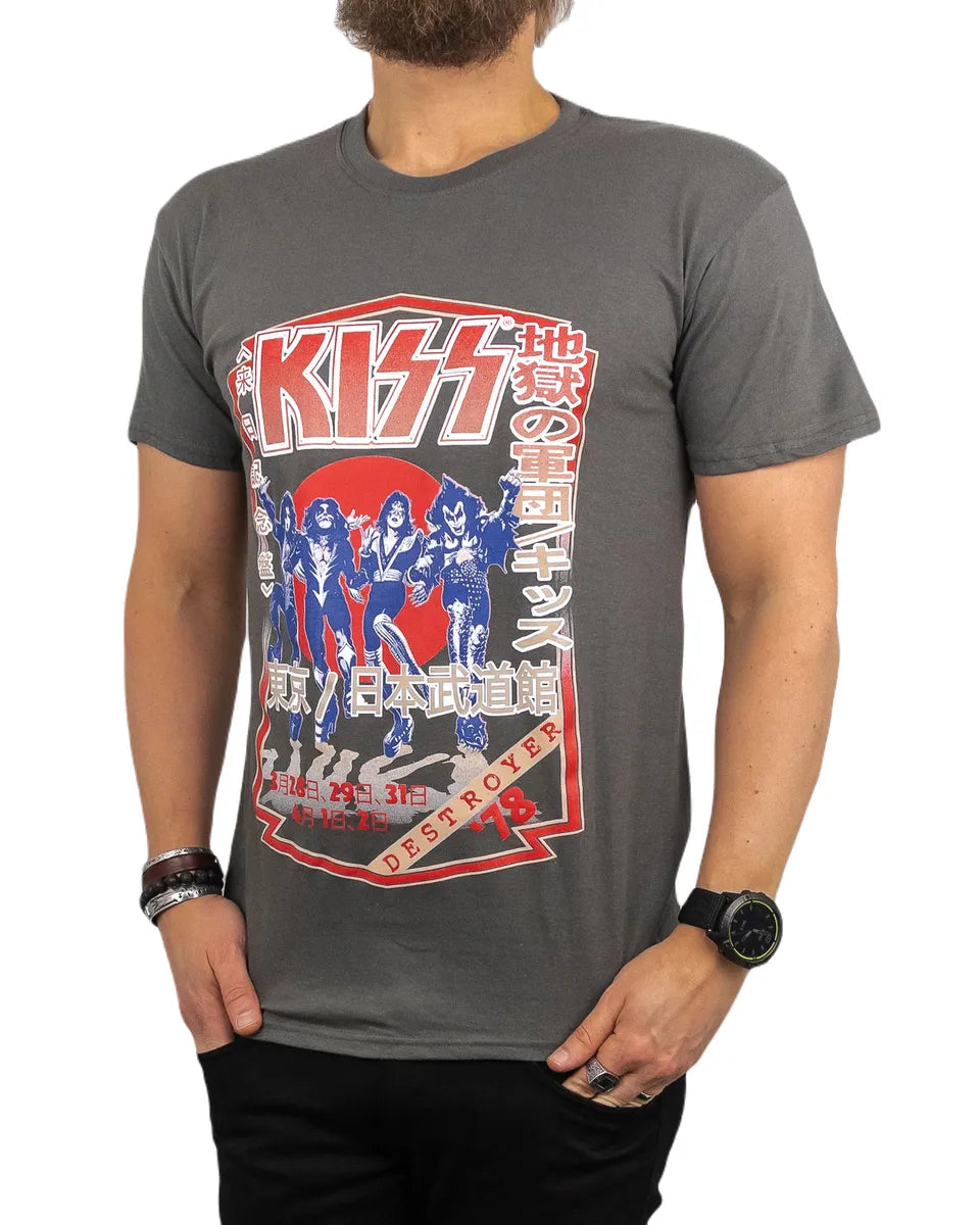 Band Tee - Kiss - Destroyer Tour '78 - Grå