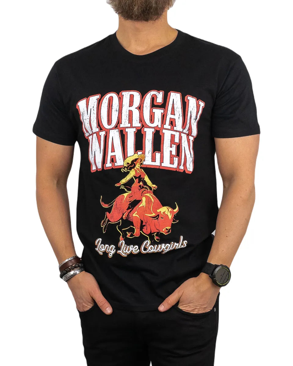 Band Tee - Morgan Wallen - Long Live Cowgirls - Svart