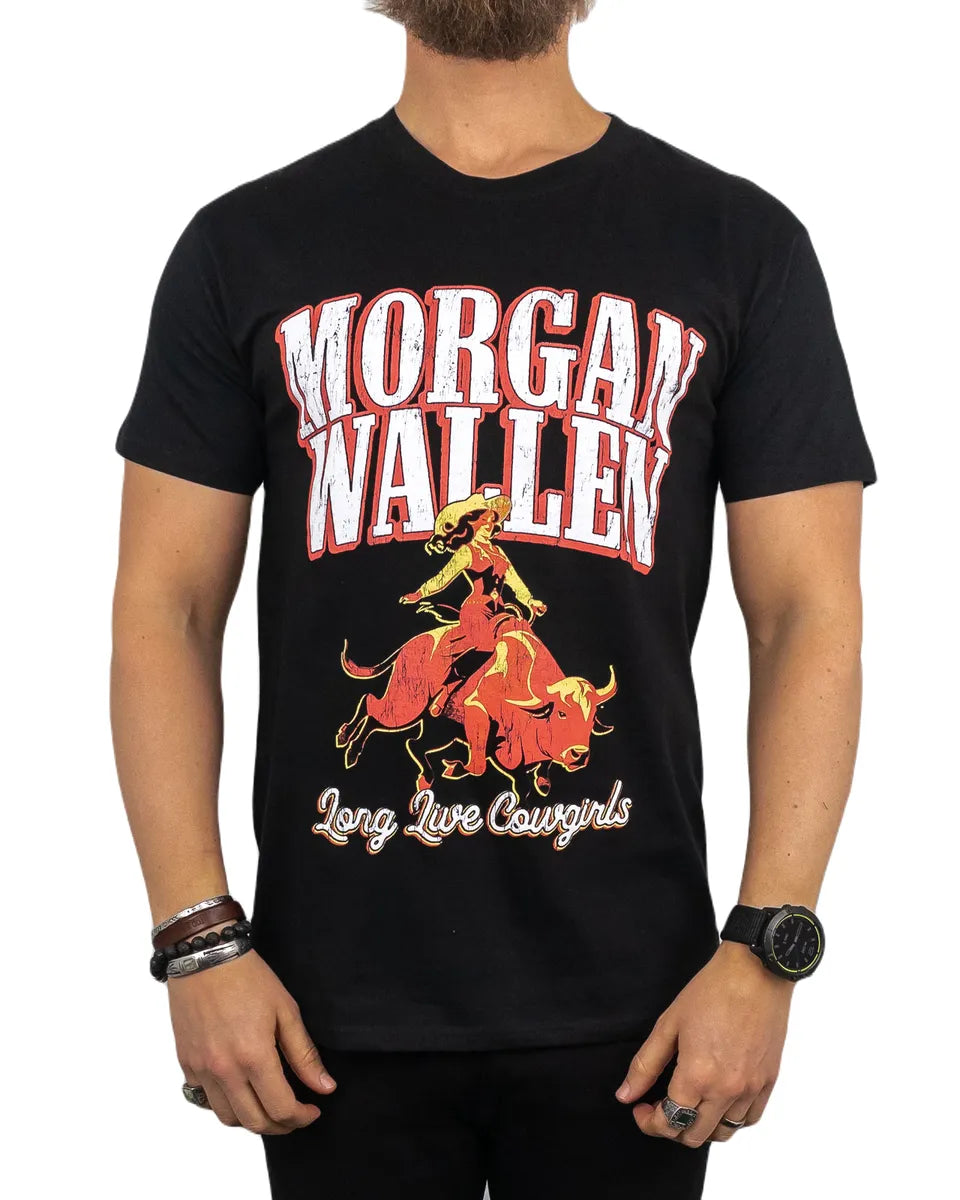 Band Tee - Morgan Wallen - Long Live Cowgirls - Svart