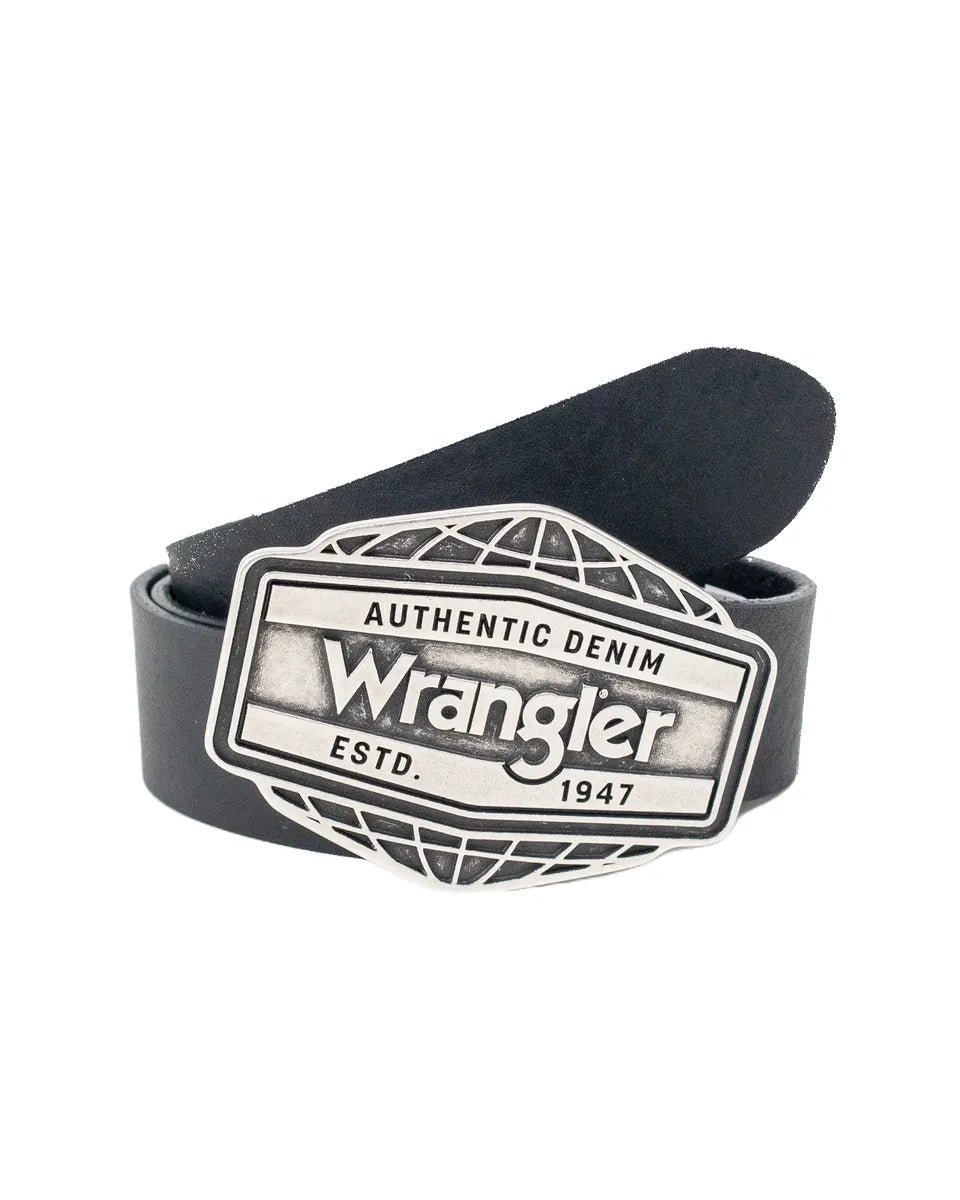 Wrangler - Läderbälte med spänne - Big Buckle - Svart