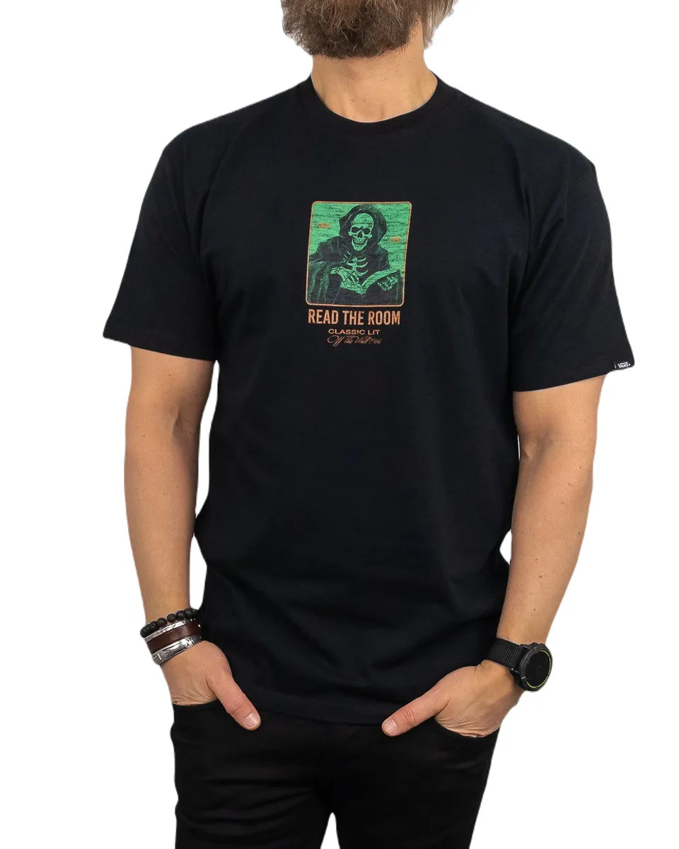 Vans - T-Shirt med Skelett - Read the Room - Svart