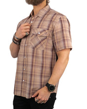 Brixton - Wesley - Kortärmad Skjorta - Western Plaid - Brun