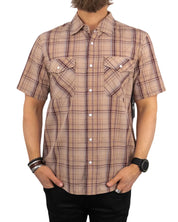 Brixton - Wesley - Kortärmad Skjorta - Western Plaid - Brun
