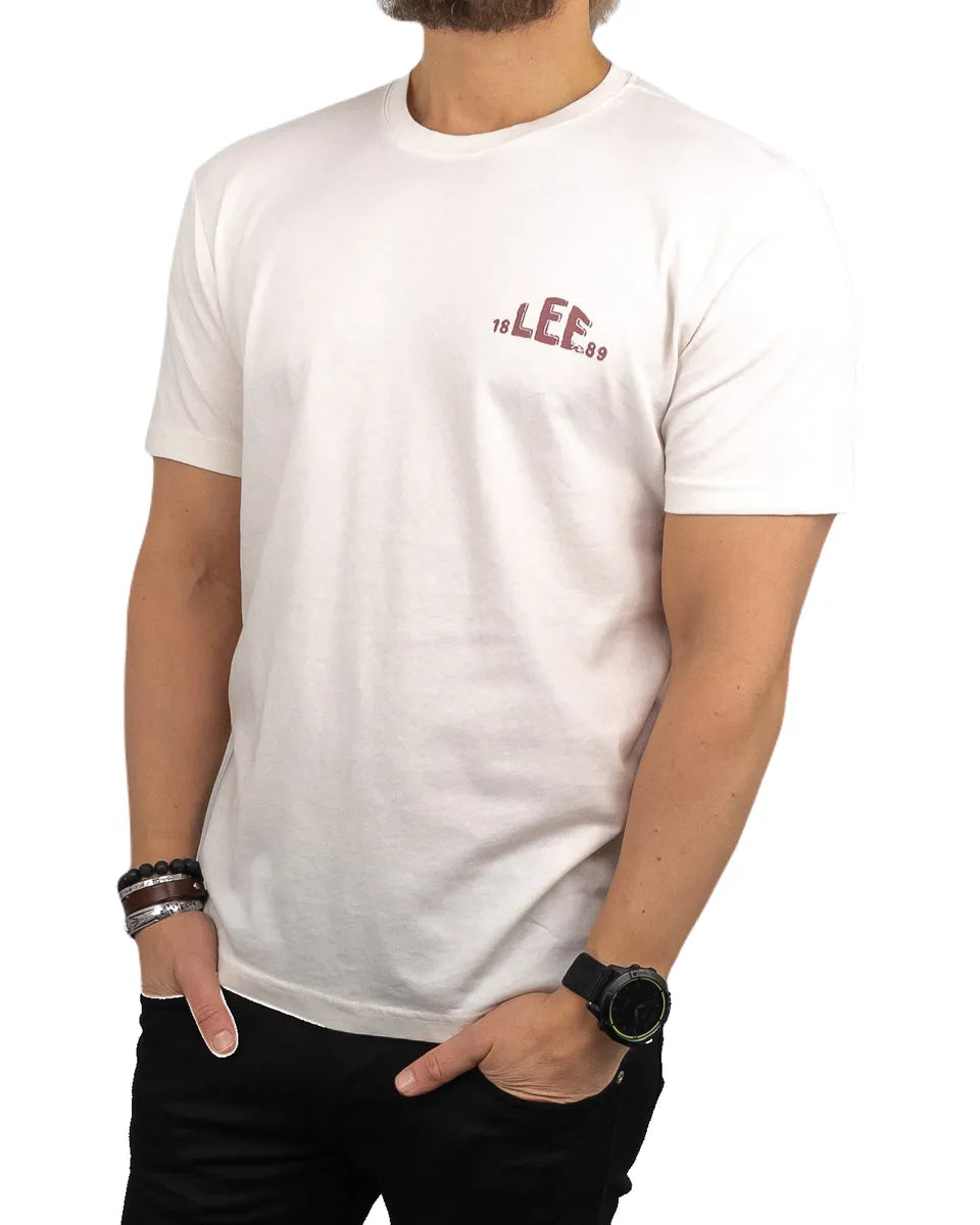 Lee - T-Shirt - Ryggtryck logga - Original Denim - Off White