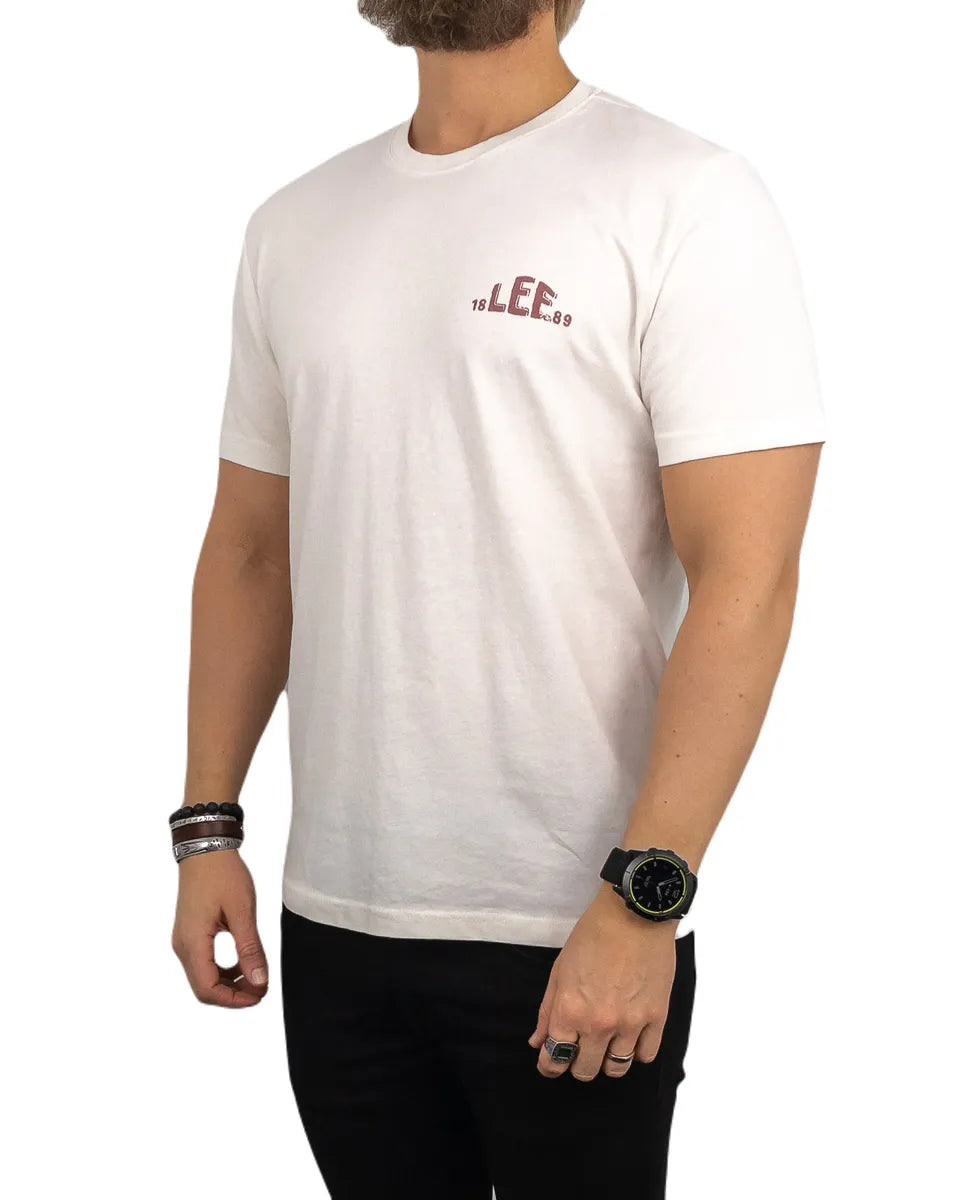 Lee - T-Shirt - Ryggtryck logga - Original Denim - Off White