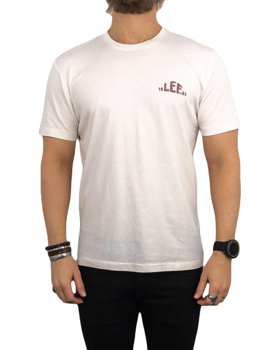 Lee - T-Shirt - Ryggtryck logga - Original Denim - Off White
