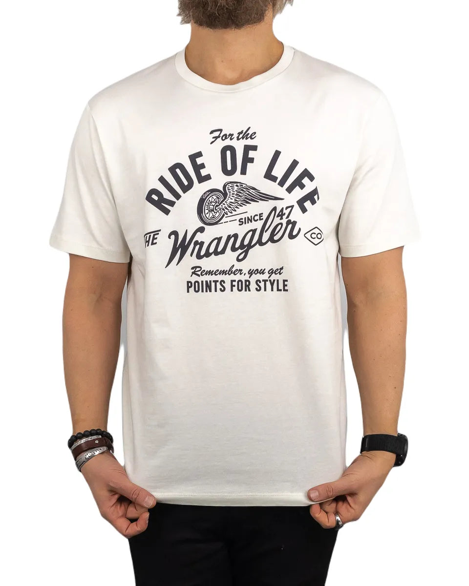 Wrangler - T-Shirt - Ride of Life - Americana Tee - Vit