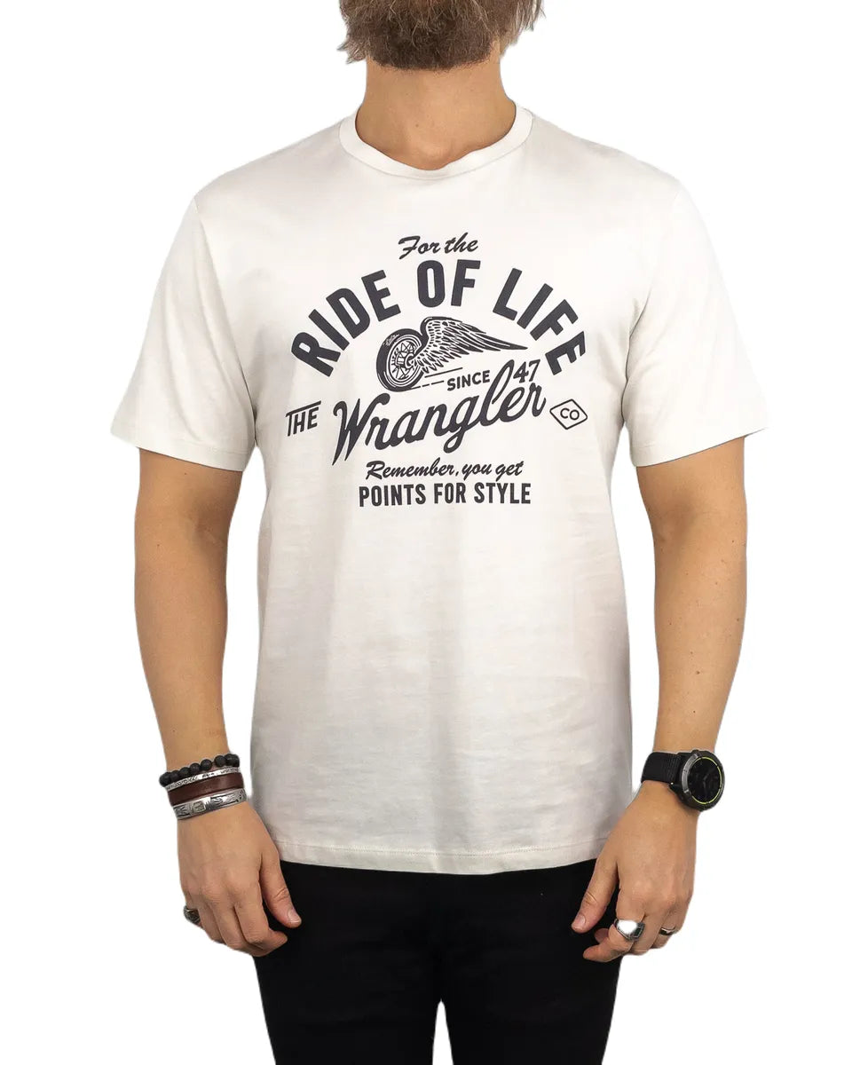 Wrangler - T-Shirt - Ride of Life - Americana Tee - Vit