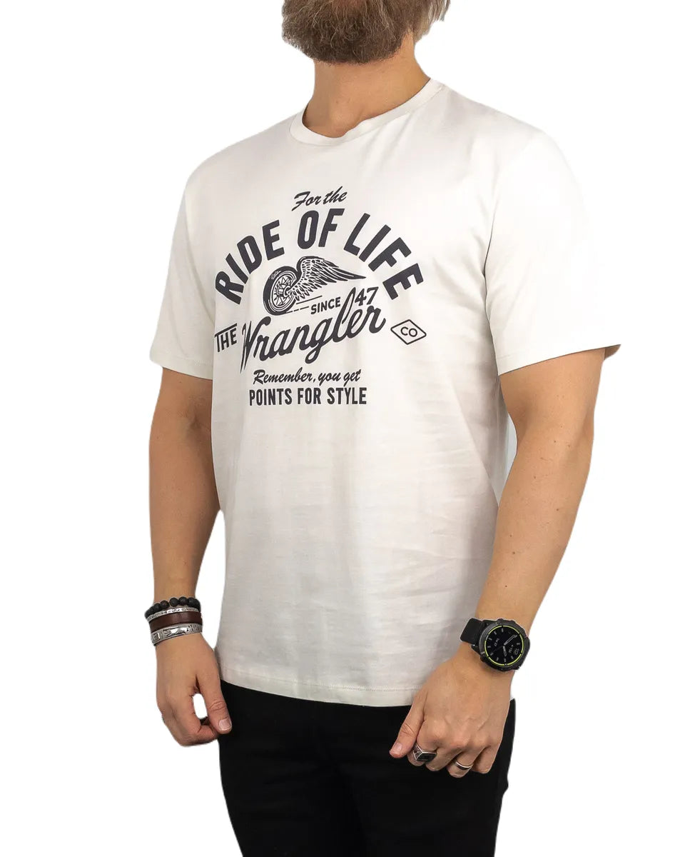 Wrangler - T-Shirt - Ride of Life - Americana Tee - Vit