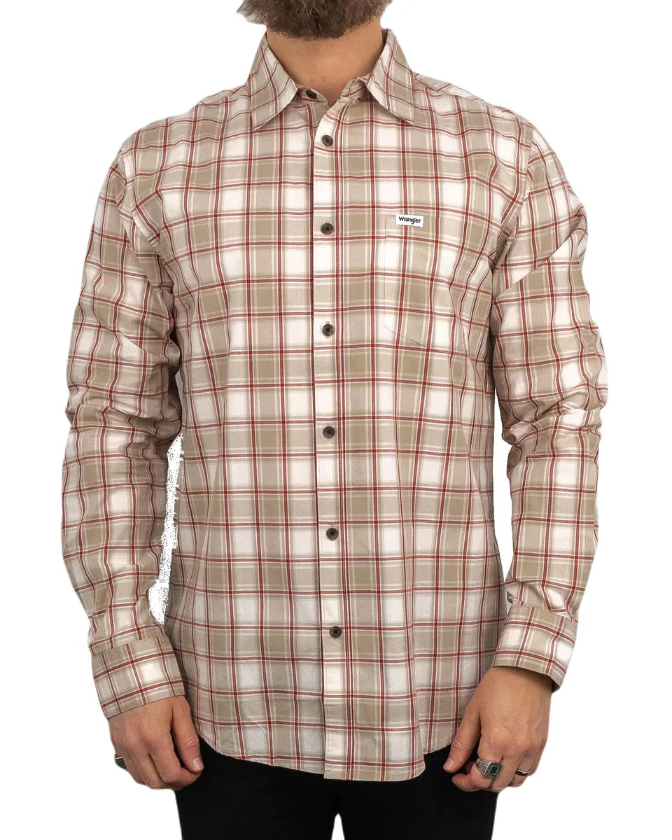 Wrangler - Skjorta Rutig  - 1 Pocket - Beige
