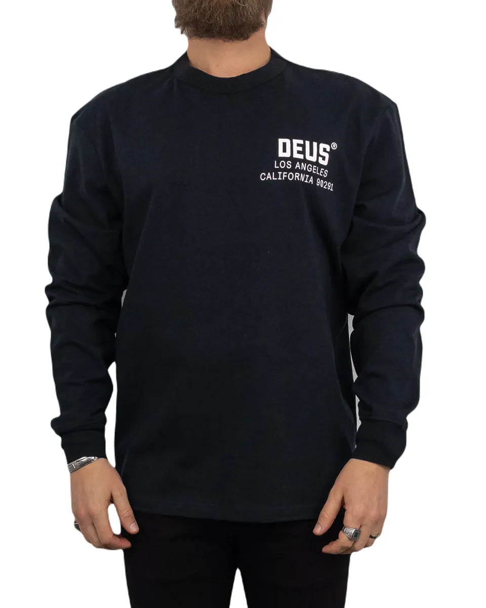 Deus Ex Machina - Långärmad T-Shirt - Jones Loose Fit med Ryggtryck - Svart